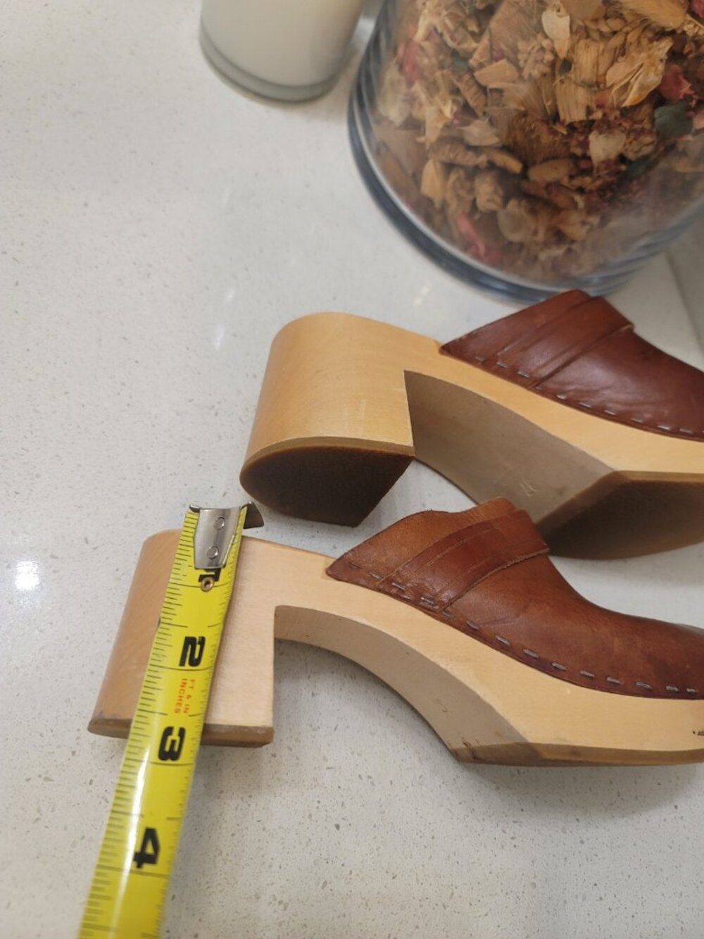 SWEDISH HASBEENS Clogs Classic Leather Wood Platform Mule Brown SZ 39/8.5 - Picture 8 of 8